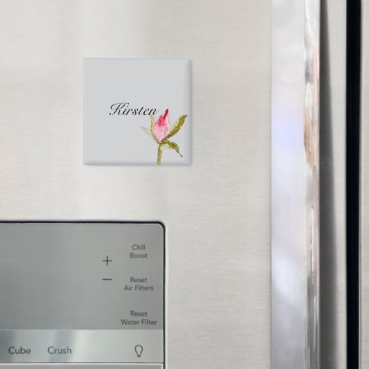 Grijs Roze Rose Bud Flower Magneet (Insitu (Koelkast))