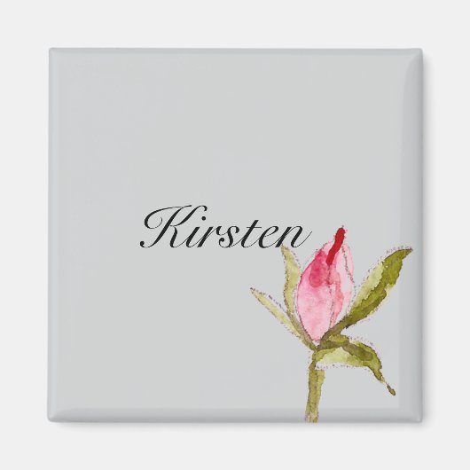 Grijs Roze Rose Bud Flower Magneet (Voorkant)
