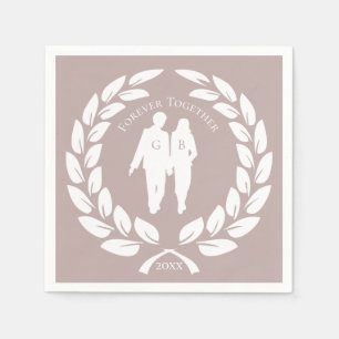 Grijs Roze Rose Goud Liefde Paar Laurel Krans Servet