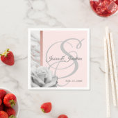 Grijs & Roze Rose Gouden Folie Marmeren bruiloft Servetten (Insitu)