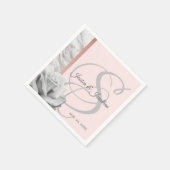 Grijs & Roze Rose Gouden Folie Marmeren bruiloft Servetten (Hoek)