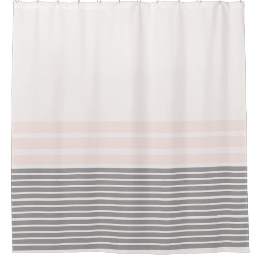 Grijs, roze streep douchegordijn (Voorkant)