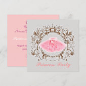 Grijs Roze Tutu Prinses Verjaardagsfeestje Uitnodi Kaart (Voorkant / Achterkant)