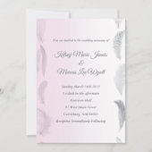 Grijs Roze Veer Trouwen Kaart (Voorkant)