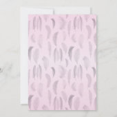 Grijs Roze Veer Trouwen Kaart (Achterkant)
