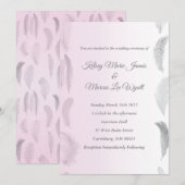 Grijs Roze Veer Trouwen Kaart (Voorkant / Achterkant)