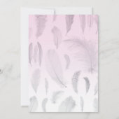 Grijs Roze Veer Trouwen Kaart (Achterkant)