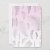 Grijs Roze Veer Trouwen Kaart (Achterkant)