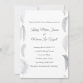 Grijs Roze Veer Trouwen Kaart (Voorkant)