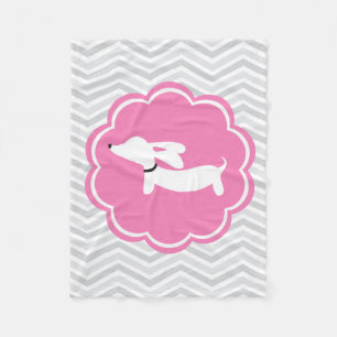 Grijs & Roze Wiener Hond Teckel Baby Deken