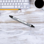 Grijs Roze Witte Boheemse Bloemrijke Ditsy Monogra Zwarte Inkt Pen