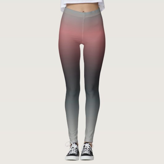 Grijs, roze, zwarte gradiënt, Ombre. Leggings (Voorkant)
