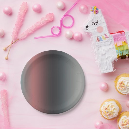 Grijs, roze, zwarte gradiënt, Ombre. Papieren Bordje (Feest)