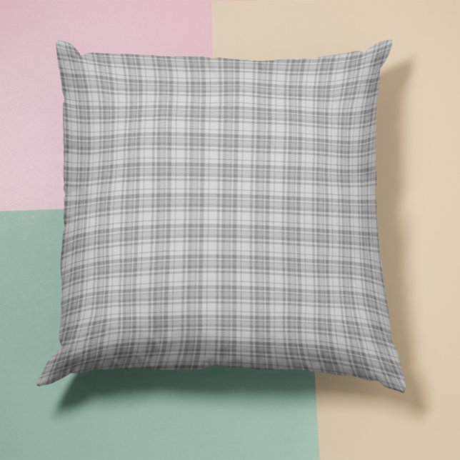 Grijs ruitjespatroon kussen (Gray Plaid Throw Pillow)