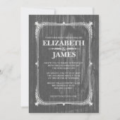 Grijs Rustic Barn Wood Wedding Invitations Kaart (Voorkant)