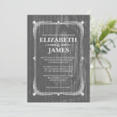 Grijs Rustic Barn Wood Wedding Invitations Kaart (Staand voorkant)