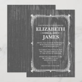 Grijs Rustic Barn Wood Wedding Invitations Kaart (Voorkant / Achterkant)