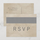 Grijs Rustic Damask RSVP Briefkaart (Voorkant / Achterkant)