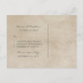 Grijs Rustic Damask RSVP Briefkaart (Achterkant)