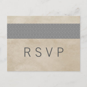 Grijs Rustic Damask RSVP Briefkaart
