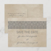 Grijs Rustic Lace sparen het Briefkaart van de Dat (Voorkant / Achterkant)