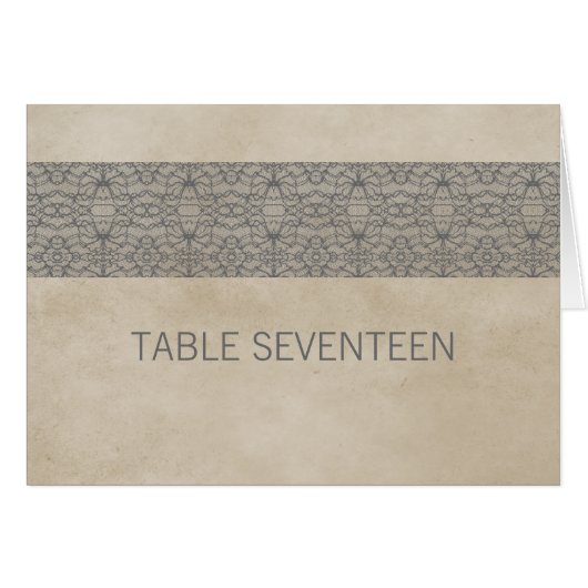 Grijs Rustic Lace Table Number Kaart (Voorkant Horizontaal)