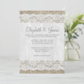 Grijs Rustic Lace Wedding Invitations Kaart (Staand voorkant)