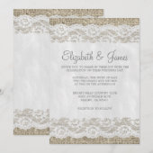 Grijs Rustic Lace Wedding Invitations Kaart (Voorkant / Achterkant)