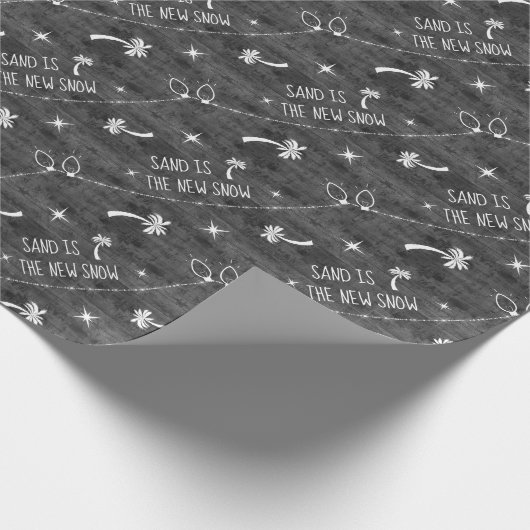 Grijs Rustic Palm Trees Holiday Pattern Sand Snow Cadeaupapier (Hoek)