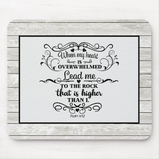 Grijs Rustic Wood Christelijk Bijbel Overweldigd Muismat (Voorkant)