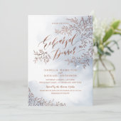 Grijs rustiek bloemenkalligrafie repetitie diner kaart (Staand voorkant)