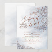 Grijs rustiek bloemenkalligrafie repetitie diner kaart (Voorkant / Achterkant)