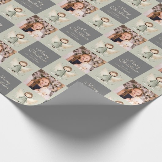 Grijs Rustiek Engel 1 Foto Verpakking Papier (Hoek)