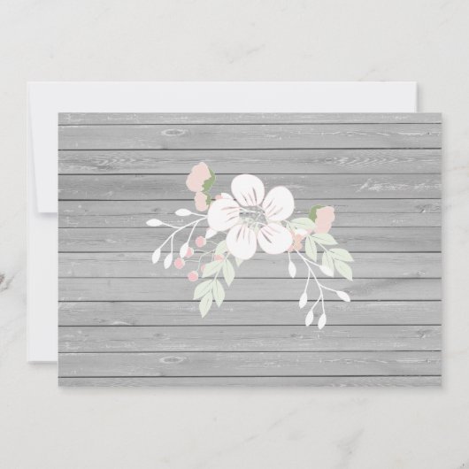 Grijs rustiek hout pastel string lichten verloving kaart (Achterkant)