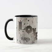 Grijs Rustiek Hout Romantisch Liefde Valentijnse Mok (Links)