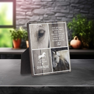 Grijs Rustiek Houten Paard Herdenkings Foto Collag Fotoplaat