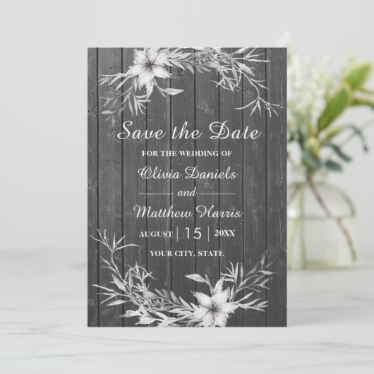 Grijs rustig. Bindhouten schuur Sla de datum op Kaart (Staand voorkant)