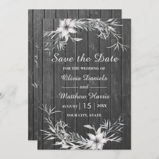 Grijs rustig. Bindhouten schuur Sla de datum op Kaart (Voorkant / Achterkant)