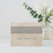 Grijs Rustisch Lace Table Number Briefkaart (Staand voorkant)