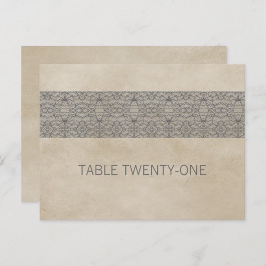 Grijs Rustisch Lace Table Number Briefkaart (Voorkant / Achterkant)