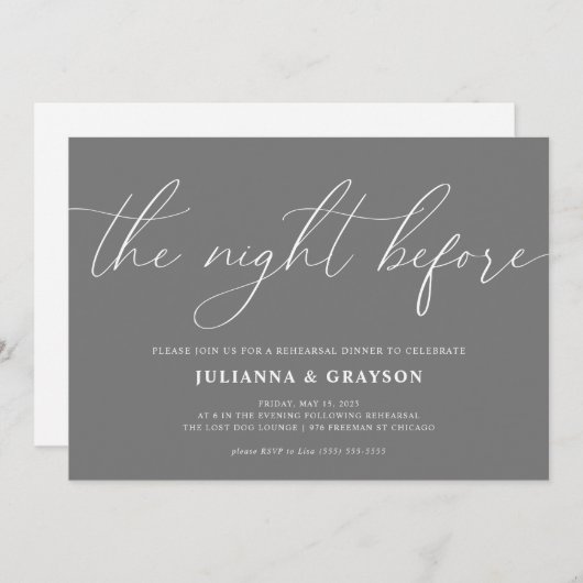 Grijs 's Nachts voor de bruiloft Kaart (Voorkant / Achterkant)