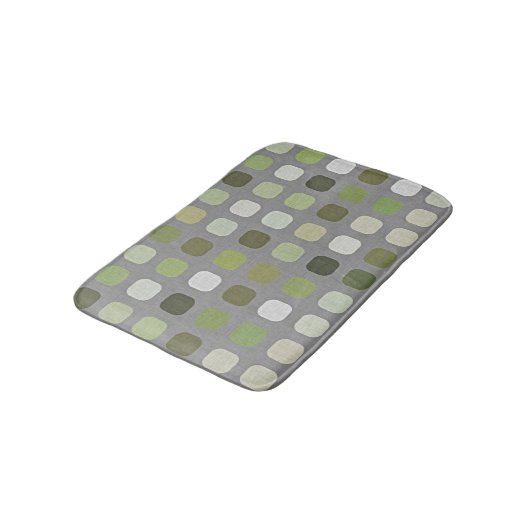 Grijs Sage Olive Green Round Squares Art Badmat (Gekanteld)