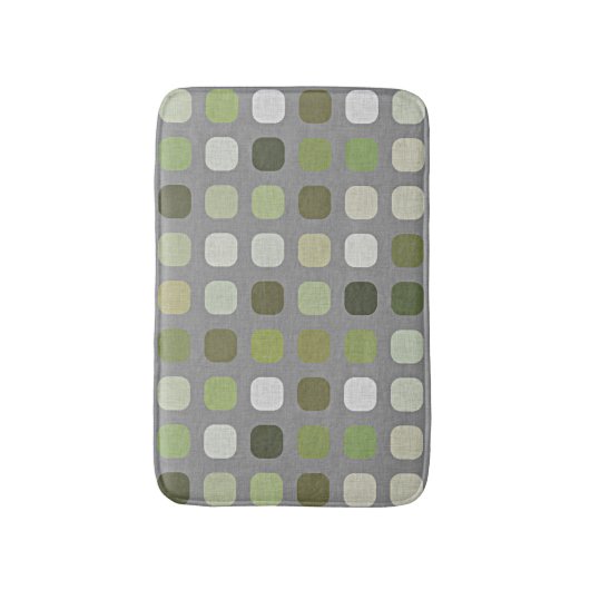 Grijs Sage Olive Green Round Squares Art Badmat (Voorkant Verticaal)