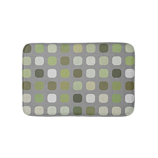 Grijs Sage Olive Green Round Squares Art Badmat (Voorkant)