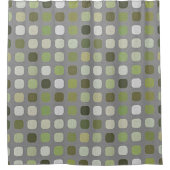 Grijs Sage Olive Green Round Squares Art Douchegordijn (Voorkant)