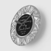 Grijs Satijn & Zilveren Diamanten Bruiloft Jubileu Ronde Klok (Hoek)