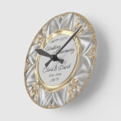 Grijs Satijn Zilveren Diamanten Bruiloft Jubileum Ronde Klok (Hoek)