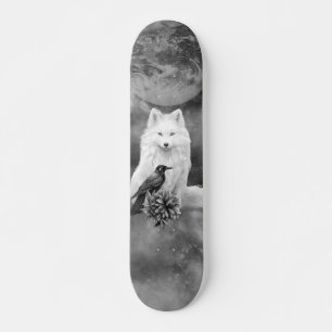Grijs Schaal Witte Vos Fantasie Raaf Maan Skate De Persoonlijk Skateboard