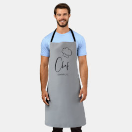 Grijs schattig pet en script gepersonaliseerd chef schort