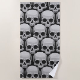 Grijs Schedelpatroon – Minimaal Gothic Design Strandlaken